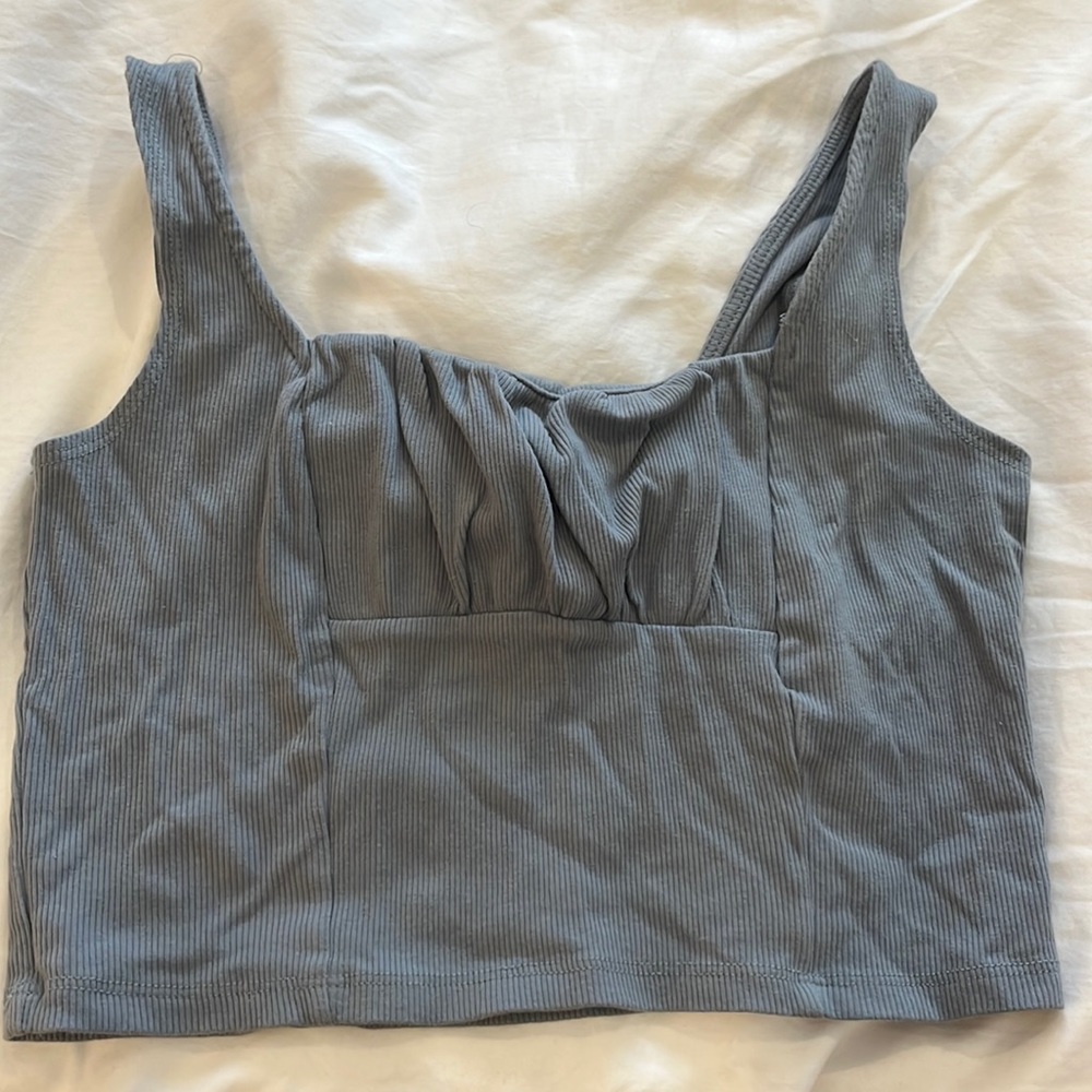 Blue grey corset cropped tank